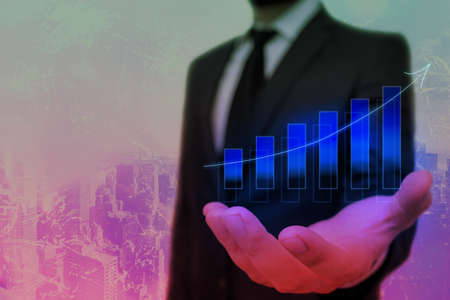 Arrow Symbol Going Upward Denoting Points Showing Significant Achievementの写真素材