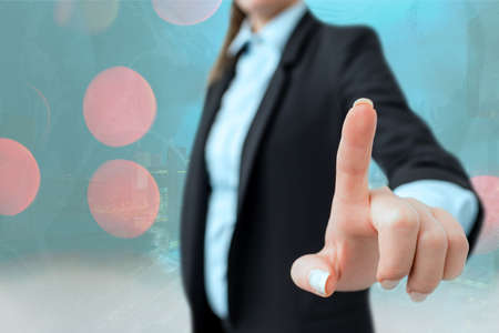 Touching Screen Digital Application Marking Important Details In Business.の写真素材