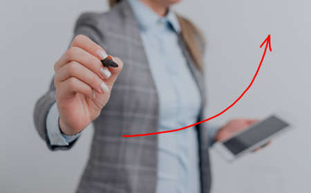 Digital Arrowhead Curve Rising Upward Denoting Growth Development Concept