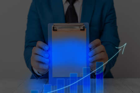 Ascending Growth Trends Movement Performance Financial Chart Status Reportの写真素材