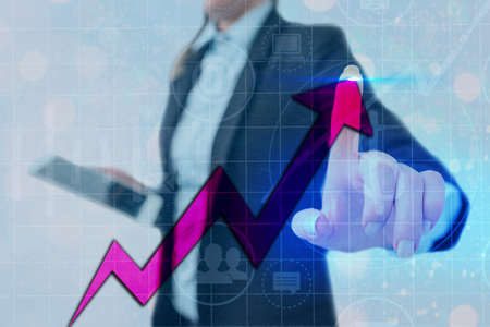 Arrow Symbol Going Upward Denoting Points Showing Significant Achievementの写真素材