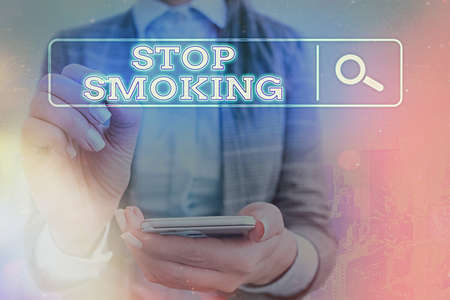 Word writing text Stop Smoking. Business photo showcasing the process of discontinuing or quitting...