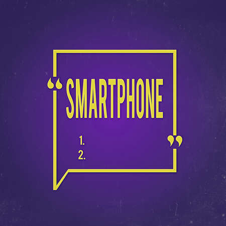 Text sign showing Smartphone. Business photo text a mobile phone that performs many of the computer...