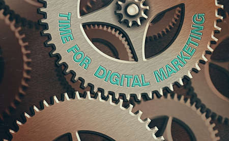 Writing note showing Time For Digital Marketing. Business concept for advantage on technology Social Media Advertising System administrator control, gear configuration settings tools conceptの写真素材