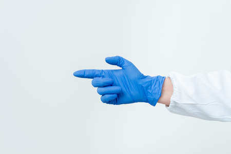 Displaying Empty Sticker Paper Accessories Smartphone With Medical Gloves Onの写真素材