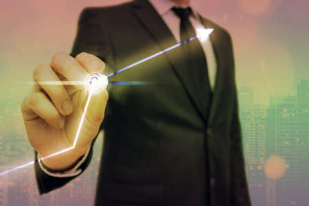 Arrow Symbol Going Upward Denoting Points Showing Significant Achievementの写真素材