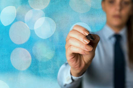 Touching Screen Digital Application Marking Important Details In Business.の写真素材