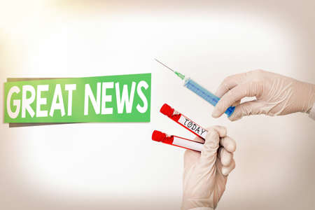 Word writing text Great News. Business photo showcasing the surprised reaction of learning good news...