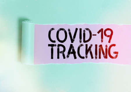 Text sign showing Covid 19 Tracking. Business photo showcasing Distinguishing process of the...