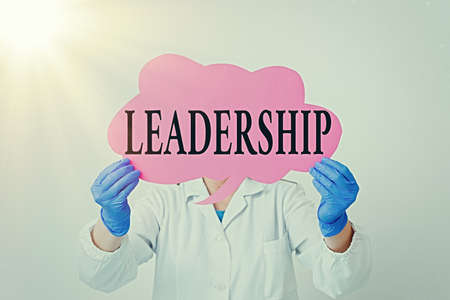 Text sign showing Leadership. Business photo text art of motivating to act toward achieving a common...