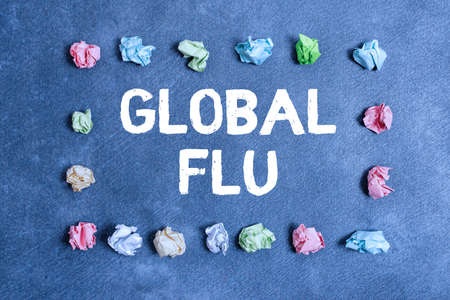 Handwriting text writing Global Flu. Conceptual photo Common communicable illness spreading over the...