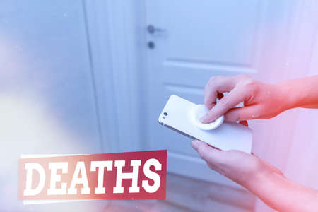 Conceptual hand writing showing Deaths. Concept meaning permanent cessation of all vital signs,...
