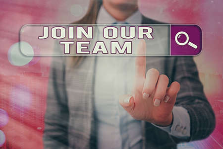 Conceptual hand writing showing Join Our Team. Concept meaning inviting someone into your local...