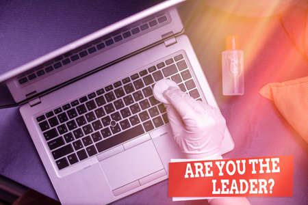 Writing note showing Are You The Leader Question. Business concept for asking for the qualification...