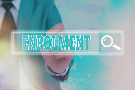Handwriting text writing Enrolment. Conceptual photo the act of putting yourself on the official...