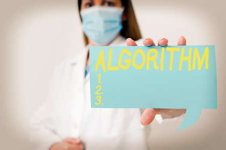 Conceptual hand writing showing Algorithm. Concept meaning procedure for solving a problem or...