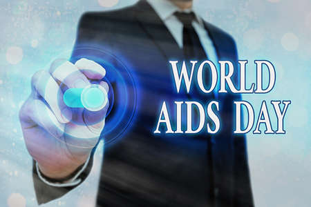 Writing note showing World Aids Day. Business concept for an international day to raised awareness...