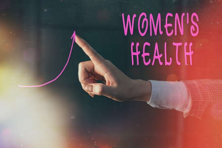 Writing note showing Womens Health. Business concept for treatment and diagnosis of diseases related to health Digital arrowhead curve denoting growth development conceptの写真素材