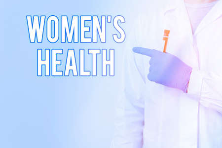 Writing note showing Womens Health. Business concept for treatment and diagnosis of diseases related to health Laboratory Blood Test Sample Shown For Medical Diagnosticの写真素材