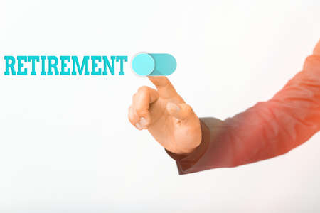 Writing note showing Retirement. Business concept for withdrawal from one s is occupation or from...