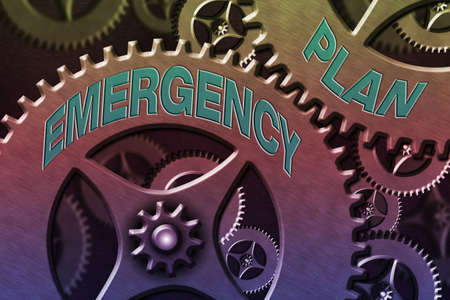 Handwriting text writing Emergency Plan. Conceptual photo instructions that outlines what workers should do in danger System Administrator Control, Gear Configuration Settings Tools Conceptの写真素材