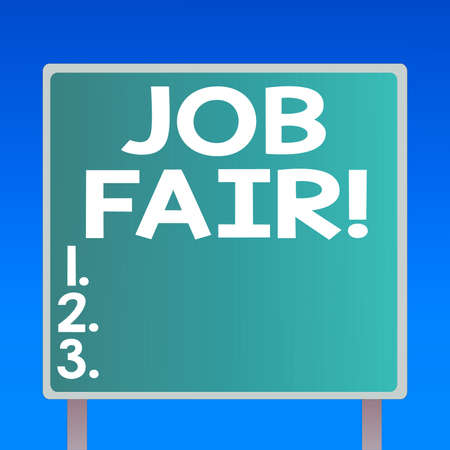 Handwriting text writing Job Fair. Conceptual photo event where employers offer information about their companies Blank Square shape Billboard Standing with Frame Border Outdoor Displayの写真素材