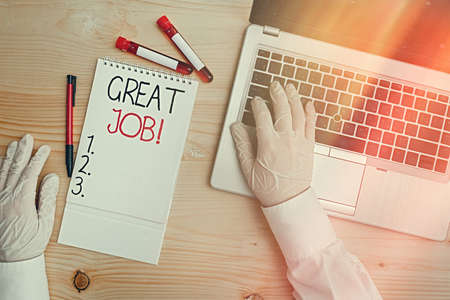 Text sign showing Great Job. Business photo text said for telling someone that they have done...