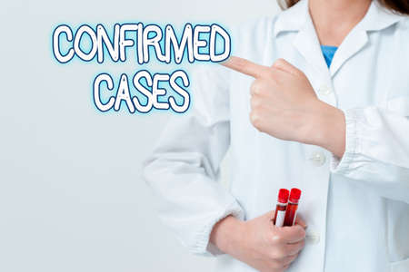Writing note showing Confirmed Cases. Business concept for set of circumstances or conditions...