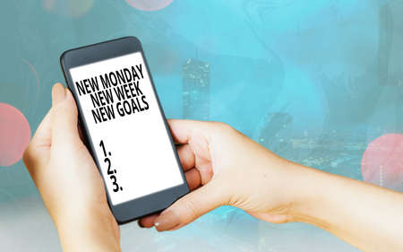 Handwriting text New Monday New Week New Goals. Conceptual photo showcasing next week resolutions To...