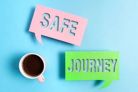 Handwriting text Safe Journey. Conceptual photo Blessing Bid farewell Drive carefully Use seatbelt...