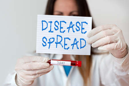 Text sign showing Disease Spread. Business photo showcasing Direct transfer of a viral agent through...