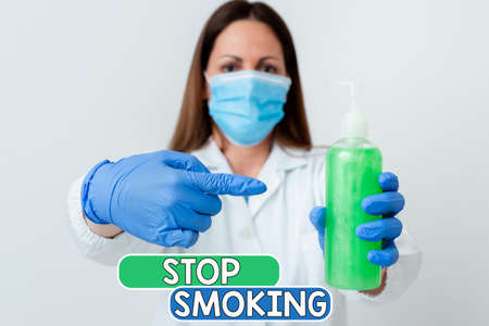 Word writing text Stop Smoking. Business photo showcasing the process of discontinuing or quitting...