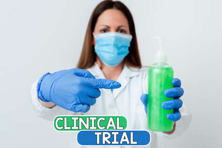 Word writing text Clinical Trial. Business photo showcasing evaluate the effectiveness and safety of medications Laboratory blood test sample shown for medical diagnostic analysis resultの写真素材