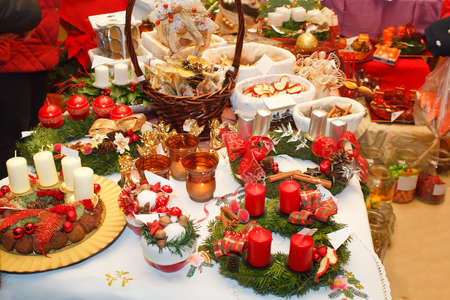 show of hand made christmas decorationの写真素材