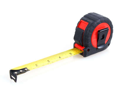red and black measuring tape on white background
