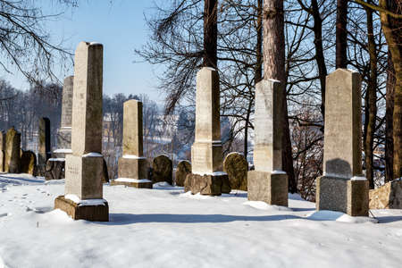 forgotten and unkempt Jewish cemetery with the strangersのeditorial素材