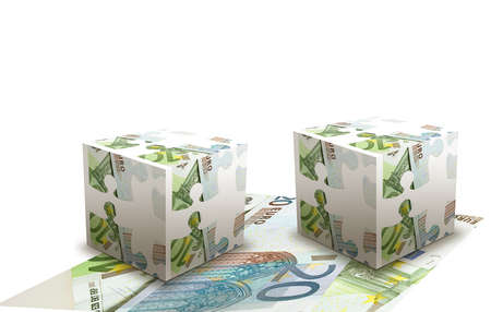 Concept of cubes made  from euro banknotesの写真素材