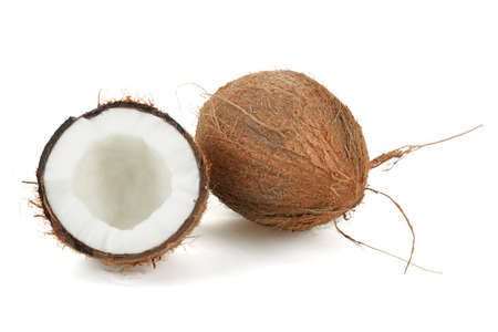 close up view of coconut on a white background の写真素材