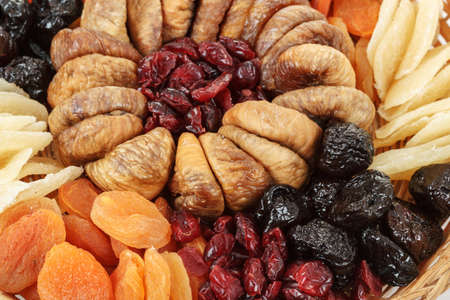 close up of various dried exotic fruits