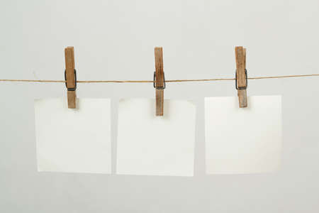 white memory note paper hanging on cordの写真素材