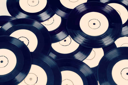 background from black vinyls toned to vintageの写真素材