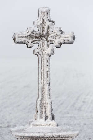 religion symbol calvary cross outdoor, in frosty dayの写真素材