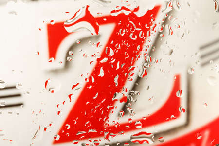 color abstract background with water drops on glass with character Z in background の写真素材