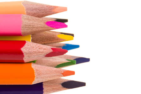 Colour pencils isolated on white background close upの写真素材