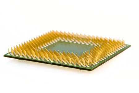 macro of computer processor isolated on white