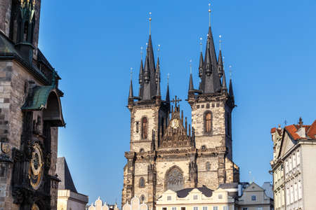 The Church of Our Lady before Tyn, from Old Town Square (Stare Mesto, Prague, Czech Republic, build in 15th century). Building completed in 1511y. のeditorial素材