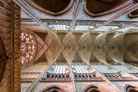 PRAGUE, CZECH REPUBLIC - MARCH 13th, 2014 - The Prague's Gothic jewel, St. Vitus Cathedral, is the most famous church at Prague Castle. The high ceiling is an excellent example of Gothic style.のeditorial素材