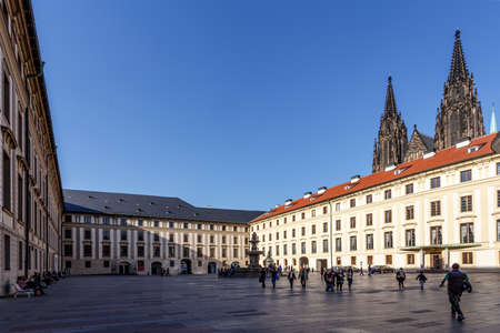 PRAGUE, CZECH REPUBLIC - MARCH 13th, 2014 - Prague castle Located in the Hradcany district is the official residence and office of the President of the Czech Republic.のeditorial素材