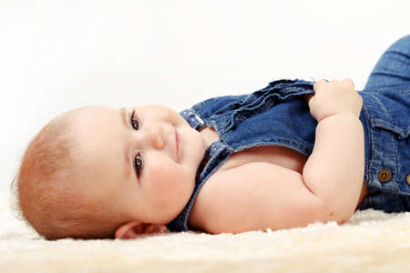 smiling infant baby - the first year of the new life