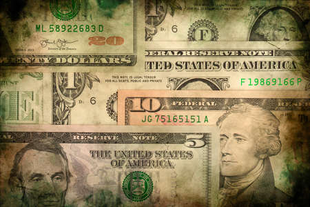 USA dollar money banknotes texture background or backdrop, grunge vintage style